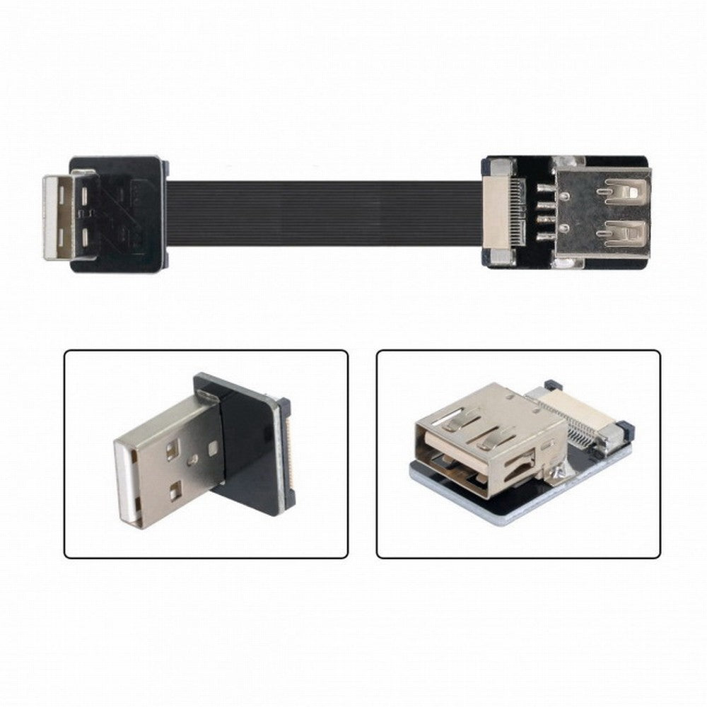 Chenyang Up Angled USB 2.0 Type-A Male to Female Extension Data Flat Slim FPC Cable for FPV Disk Scanner Printer CC-U2-044-UP