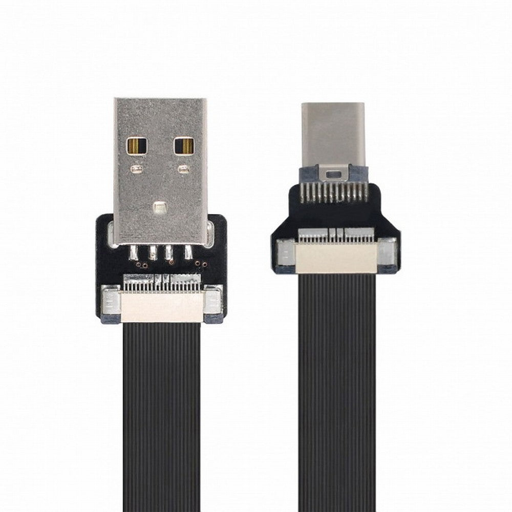 Chenyang USB 2.0 Type-A Male to USB-C Type-C Male Data Flat Slim FPC Cable for FPV Disk Phone CC-U2-039-BK