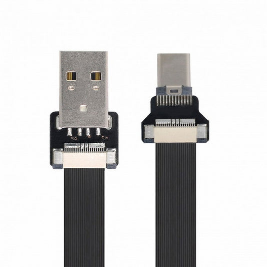 Chenyang USB 2.0 Type-A Male to USB-C Type-C Male Data Flat Slim FPC Cable for FPV Disk Phone CC-U2-039-BK