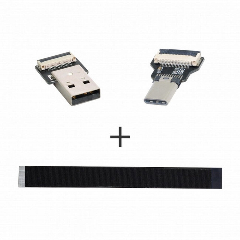 Chenyang USB 2.0 Type-A Male to USB-C Type-C Male Data Flat Slim FPC Cable for FPV Disk Phone CC-U2-039-BK