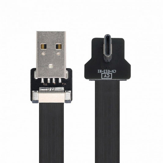 Chenyang Right Angled USB 2.0 Type-A Male to USB-C Type-C Male Data Flat Slim FPC Cable for FPV Disk Phone CC-U2-039-RI