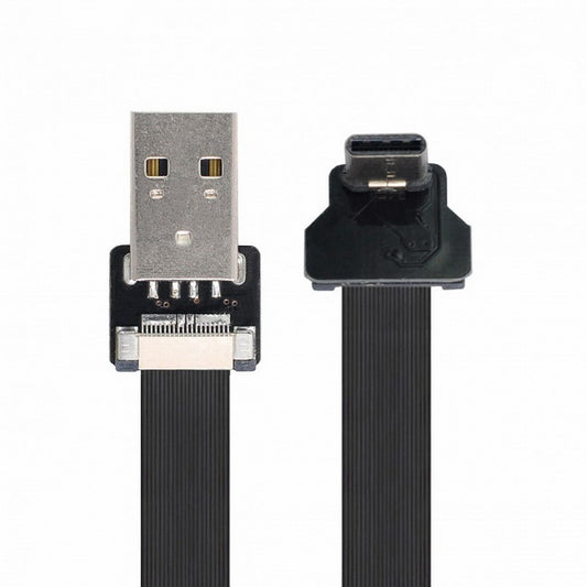 Chenyang Up Down Angled USB 2.0 Type-A Male to USB-C Type-C Male Data Flat Slim FPC Cable for FPV Disk Phone CC-U2-039-UP