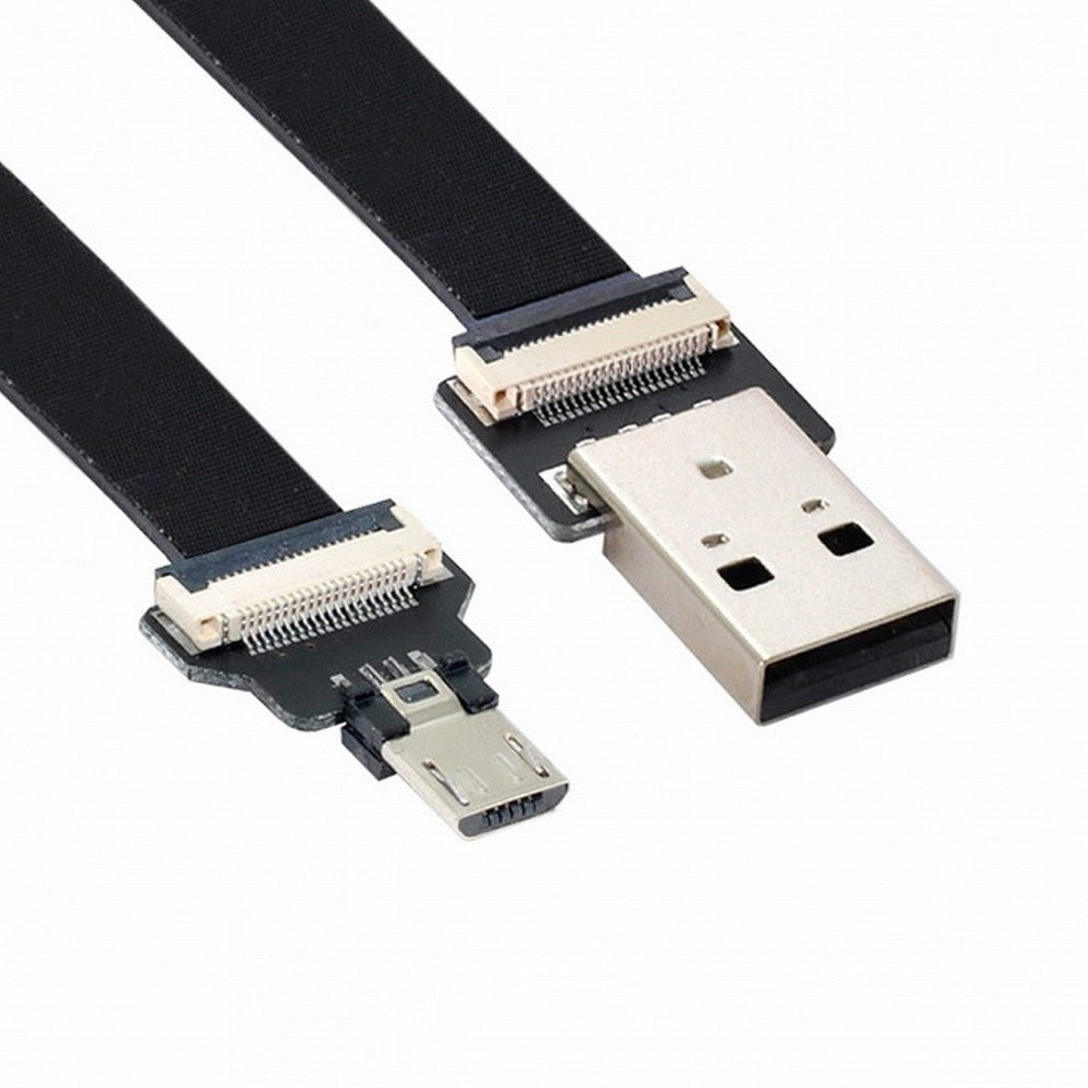 Chenyang USB 2.0 Type-A Male to Micro USB 5Pin Male Data Flat Slim FPC Cable for FPV Disk Phone CC-U2-045-BK