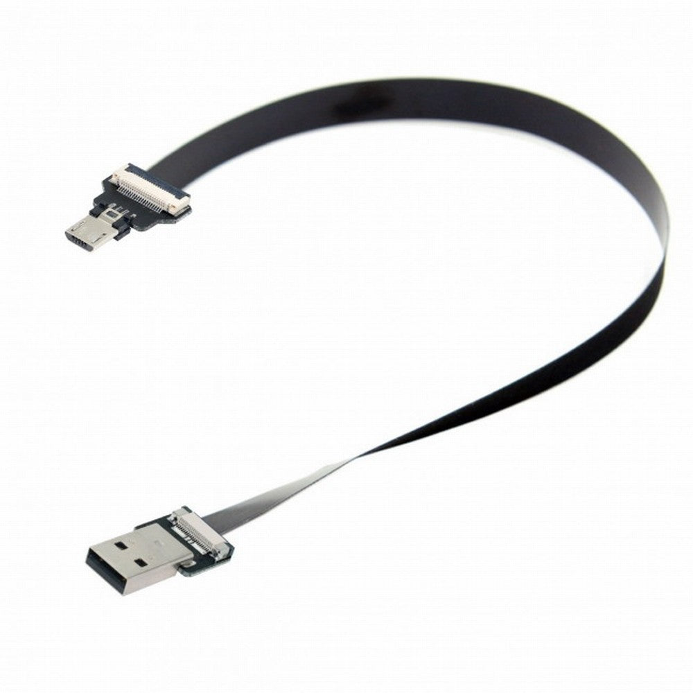 Chenyang USB 2.0 Type-A Male to Micro USB 5Pin Male Data Flat Slim FPC Cable for FPV Disk Phone CC-U2-045-BK