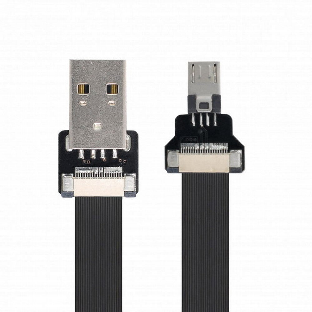 Chenyang USB 2.0 Type-A Male to Micro USB 5Pin Male Data Flat Slim FPC Cable for FPV Disk Phone CC-U2-045-BK