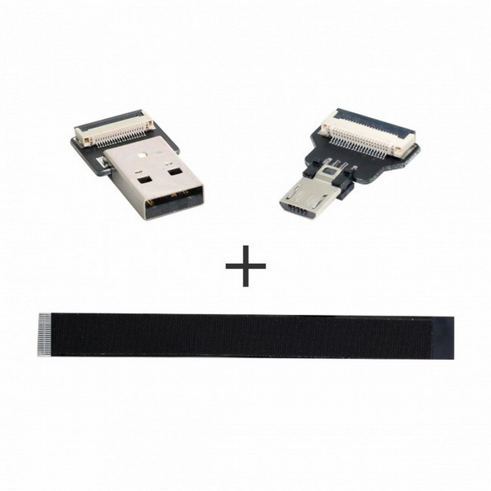 Chenyang USB 2.0 Type-A Male to Micro USB 5Pin Male Data Flat Slim FPC Cable for FPV Disk Phone CC-U2-045-BK