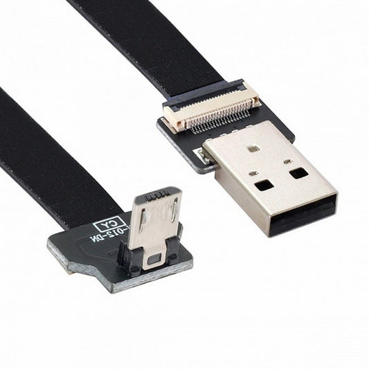 Chenyang Down Angled USB 2.0 Type-A Male to Micro USB 5Pin Male Data Flat Slim FPC Cable for FPV Disk Phone CC-U2-045-DN