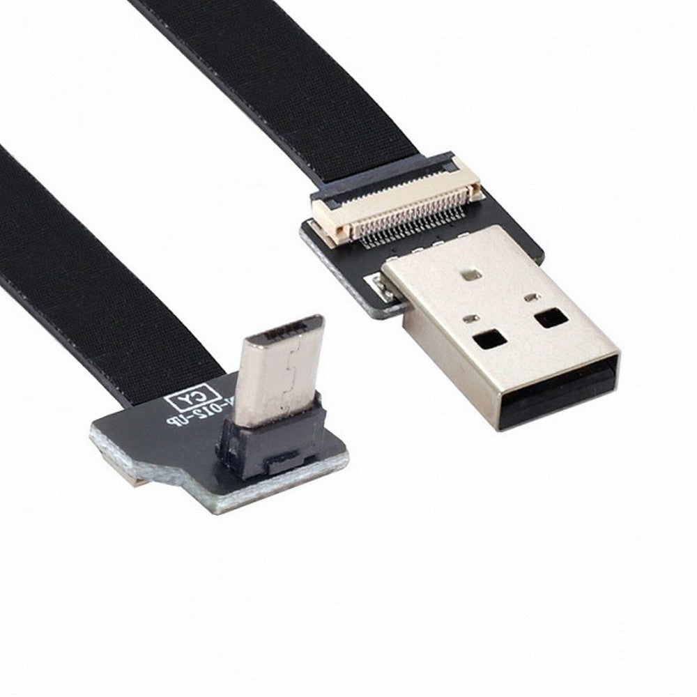 Chenyang Up Angled USB 2.0 Type-A Male to Micro USB 5Pin Male Data Flat Slim FPC Cable for FPV Disk Phone CC-U2-045-UP