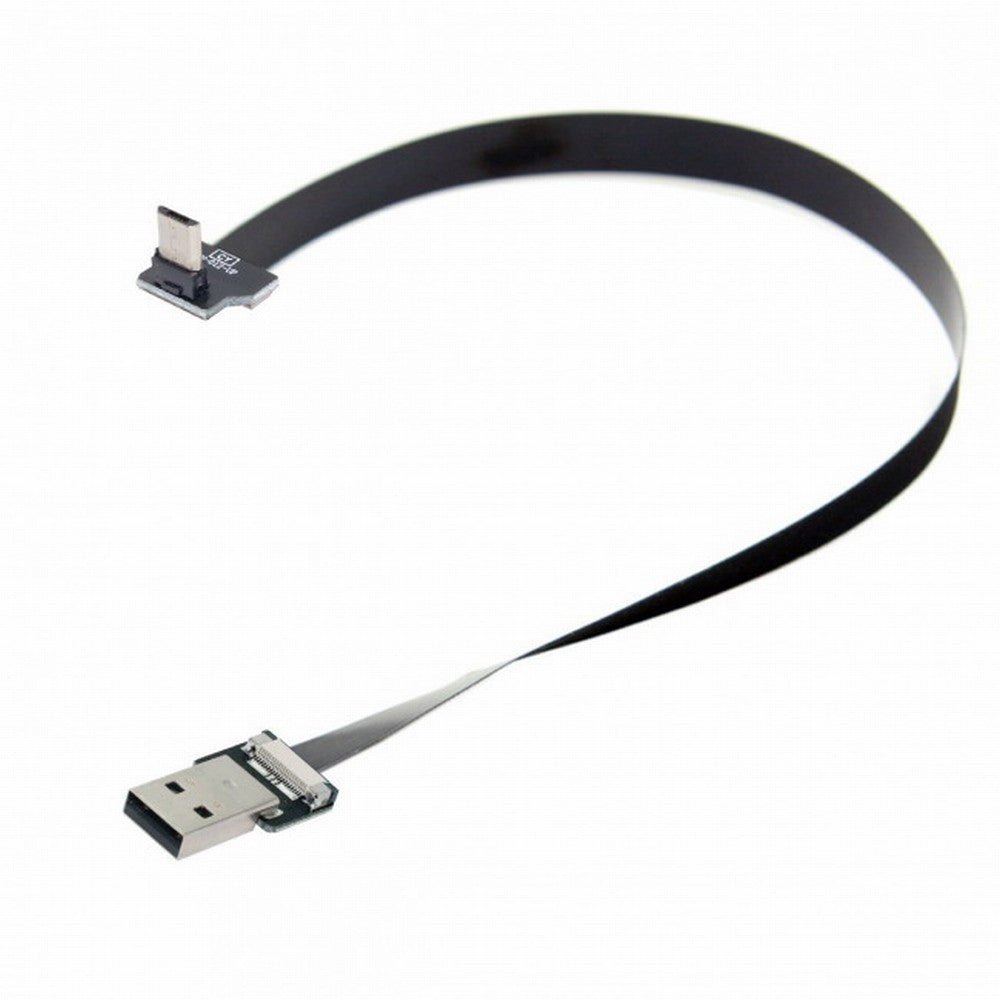 Chenyang Up Angled USB 2.0 Type-A Male to Micro USB 5Pin Male Data Flat Slim FPC Cable for FPV Disk Phone CC-U2-045-UP