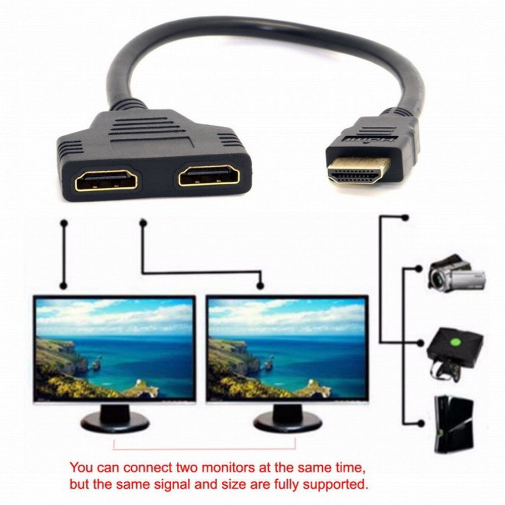 Chenyang One HDMI Male to Dual HDMI Female Y Splitter Switch Extension Adapter Cable for FOR PC HDTV Laptop 1080P HD-027