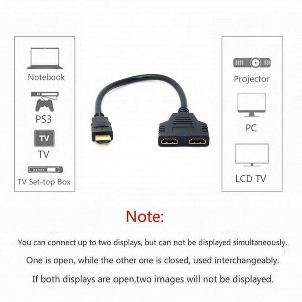 Chenyang One HDMI Male to Dual HDMI Female Y Splitter Switch Extension Adapter Cable for FOR PC HDTV Laptop 1080P HD-027