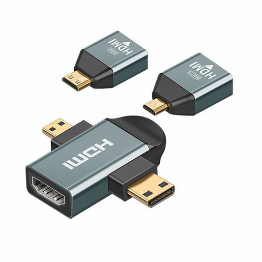 Chenyang 3pcs/set Micro Mini HDMI to HDMI 1.4 Female 2-in-1 Combo Adapter 4K@60hz HD-013