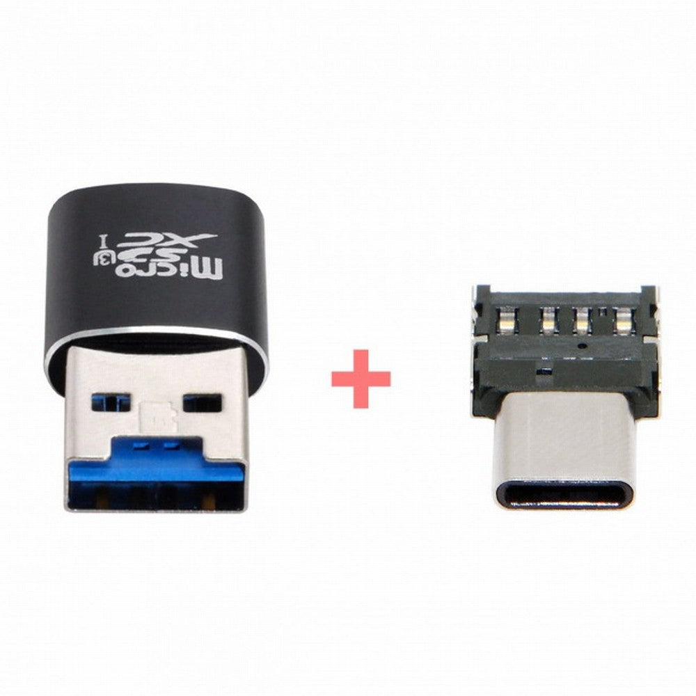 Chenyang USB 3.0 to Micro SD SDXC TF Card Reader with Micro Type-C USB-C OTG Adapter for Tablet / Cell Phone U3-051+UC-053