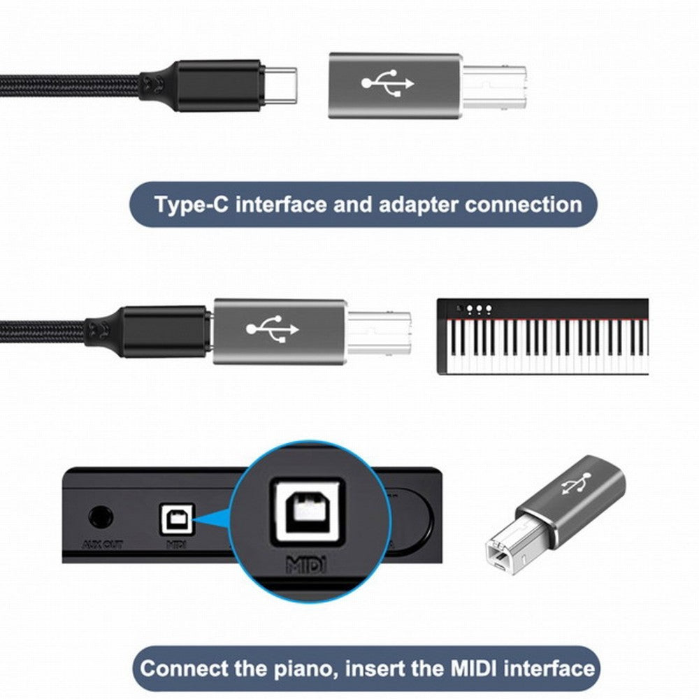 Chenyang 2pcs USB-C Type C to Midi Adapter Converter Lectronic Musical Instrument for Midi Keyboard Phone Tablet UC-163