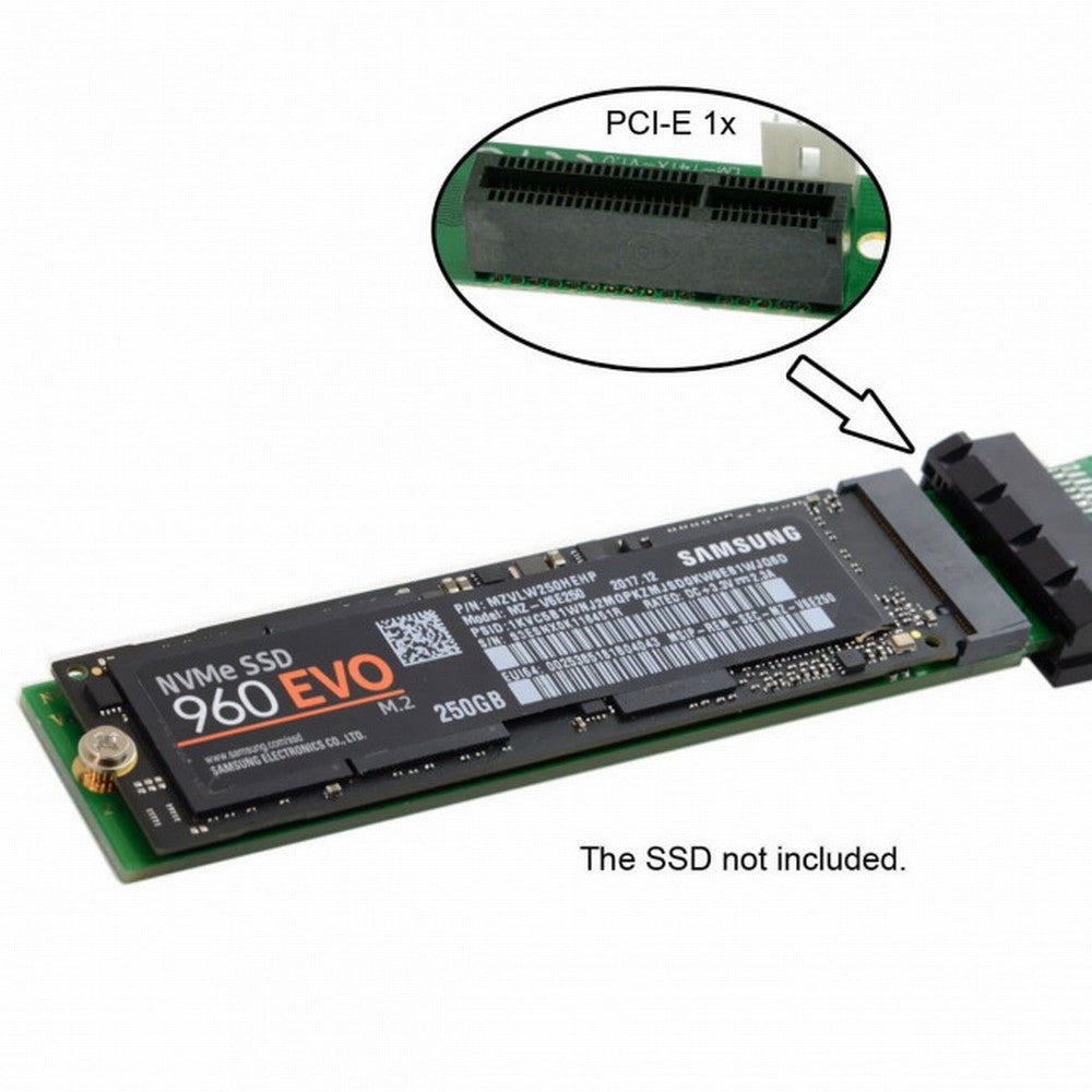 Chenyang NGFF M-key NVME AHCI SSD to PCI-E 3.0 1x x1 Vertical Adapter with Cable Male to Female Extension EP-051+SA-002