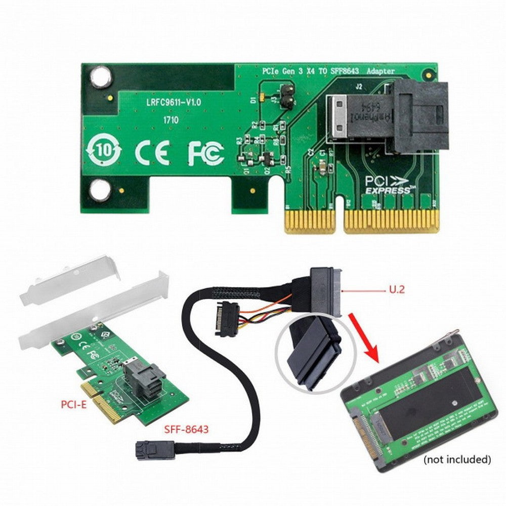 Chenyang PCI-E 3.0 4.0 to SFF-8643 Card Adapter and U.2 U2 SFF-8639 NVME PCIe SSD Cable for Mainboard SSD SF-024+093