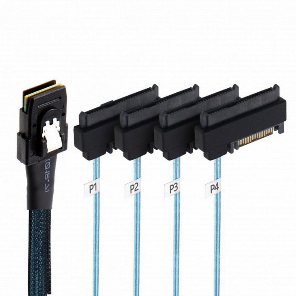 Chenyang Internal 36 Pin Mini SAS SFF-8087 Host to 4 SFF-8482 Target SAS Hard Disk and SATA Power Cable 50cm SF-091-0.5M