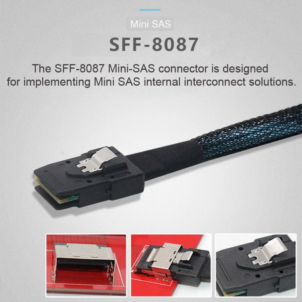 Chenyang Internal 36 Pin Mini SAS SFF-8087 Host to 4 SFF-8482 Target SAS Hard Disk and SATA Power Cable 50cm SF-091-0.5M