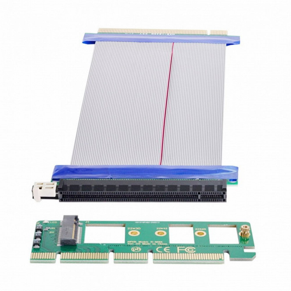 Chenyang NGFF M-key NVME AHCI SSD to PCI-E 3.0 16x x16 Vertical Adapter with Cable Male to Female Extension EP-075+SA-001-GR