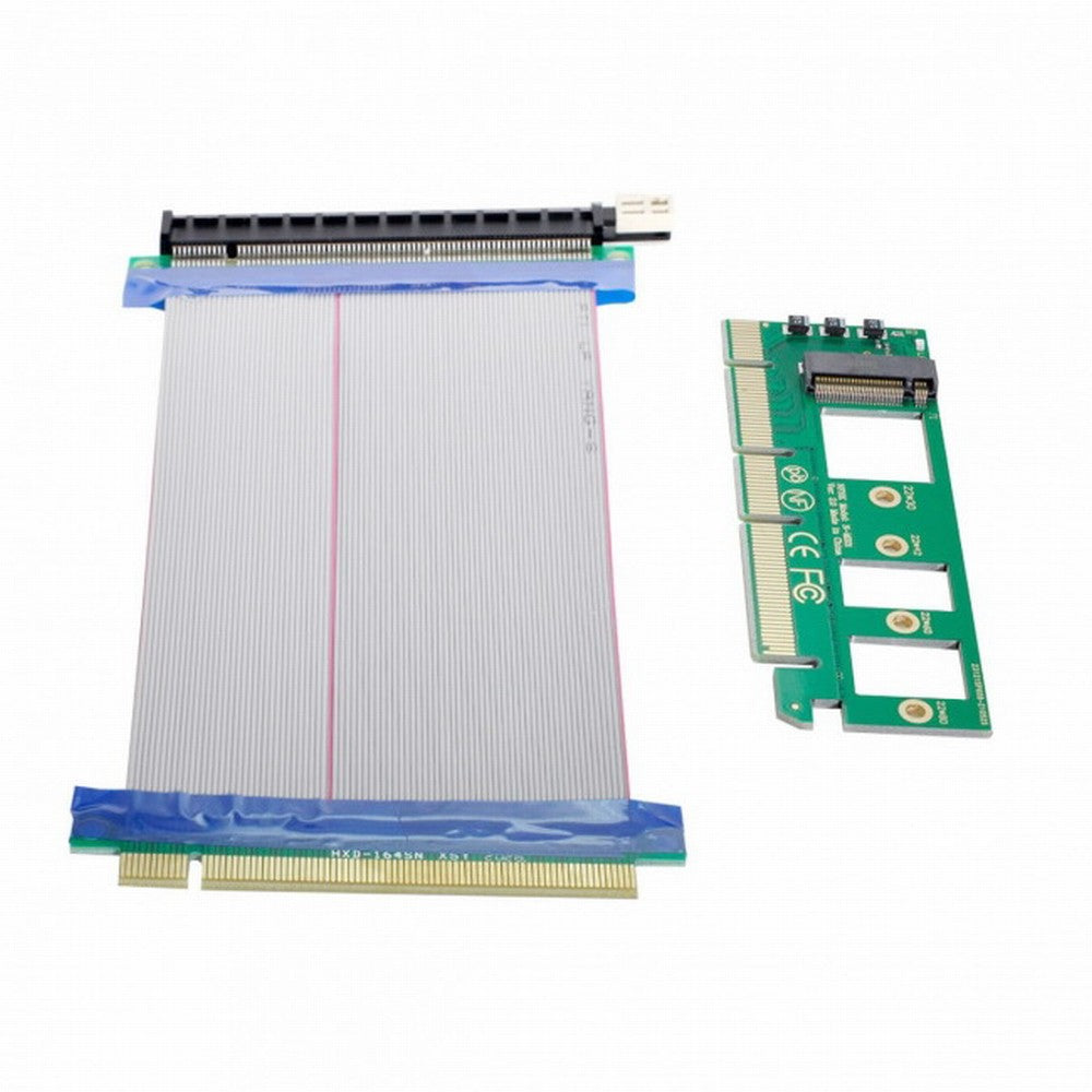 Chenyang NGFF M-key NVME AHCI SSD to PCI-E 3.0 16x x16 Vertical Adapter with Cable Male to Female Extension EP-075+SA-001-GR