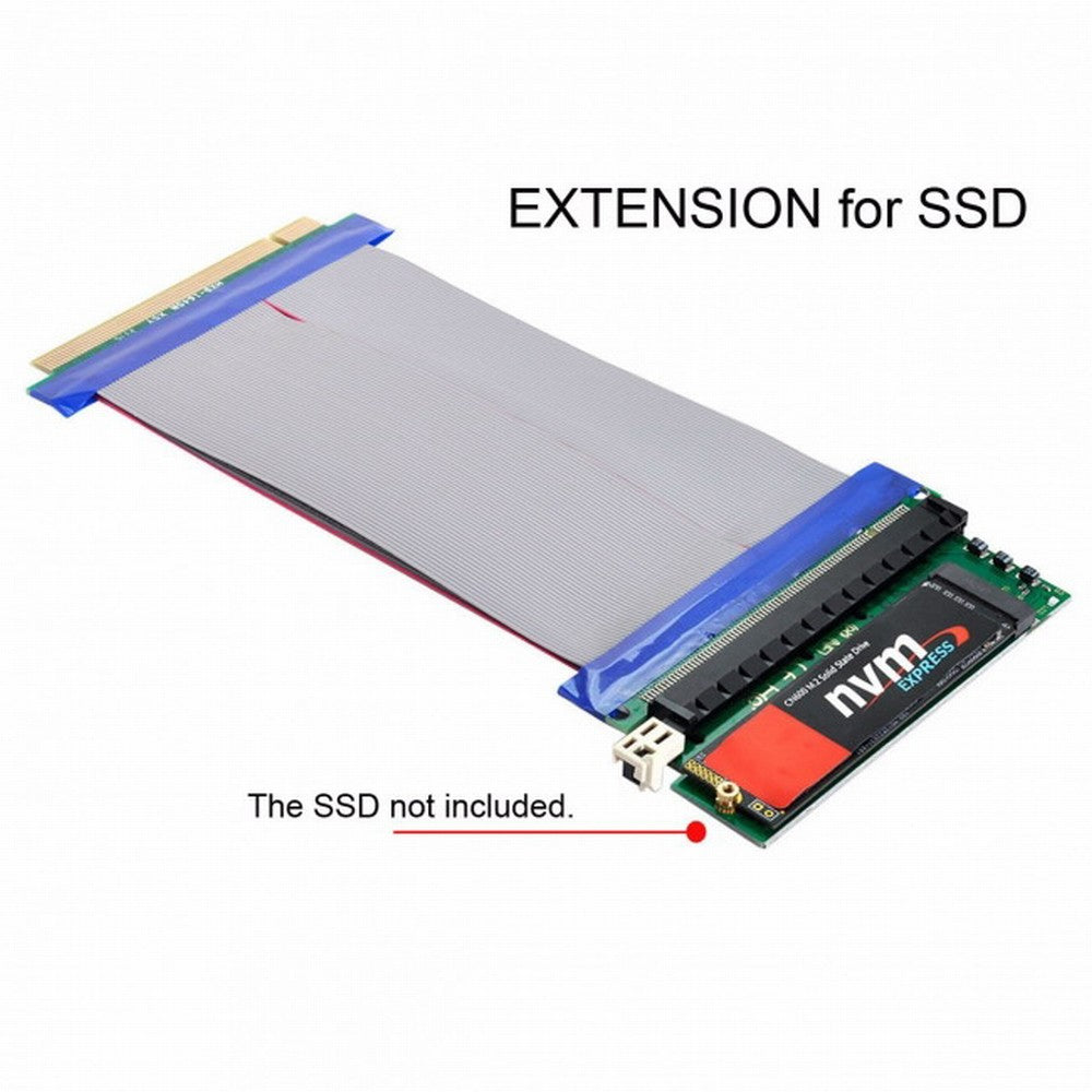 Chenyang NGFF M-key NVME AHCI SSD to PCI-E 3.0 16x x16 Vertical Adapter with Cable Male to Female Extension EP-075+SA-001-GR