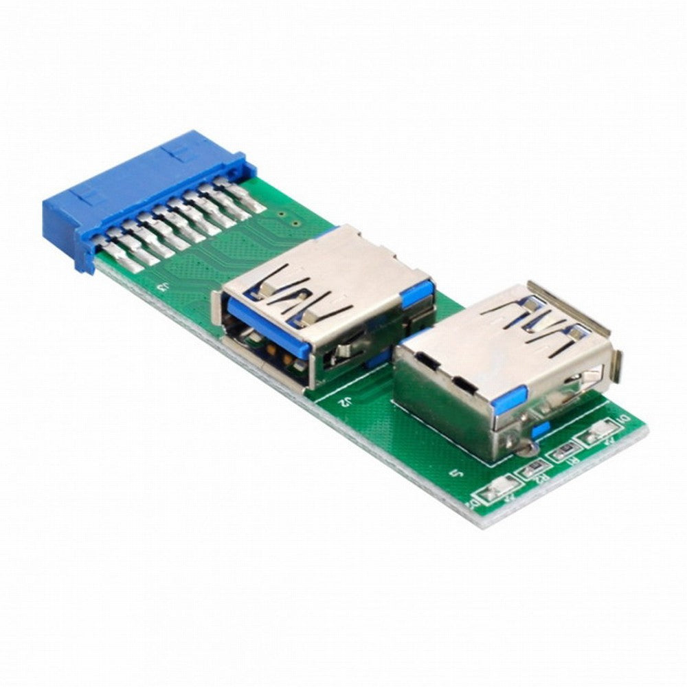 Chenyang Dual Side USB 3.0 A Type Female to Motherboard 20Pin 19 Pin Box Header Slot Adapter PCBA with LED U3-071