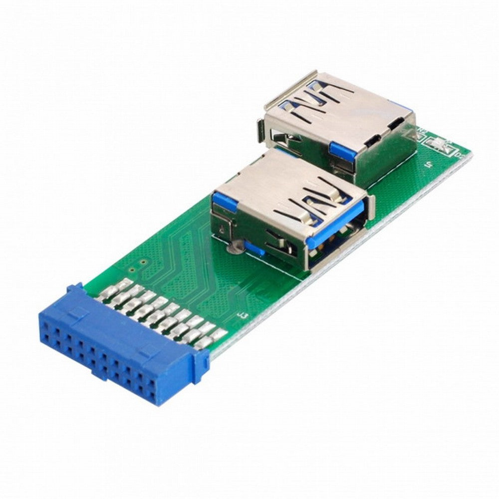 Chenyang Dual Side USB 3.0 A Type Female to Motherboard 20Pin 19 Pin Box Header Slot Adapter PCBA with LED U3-071