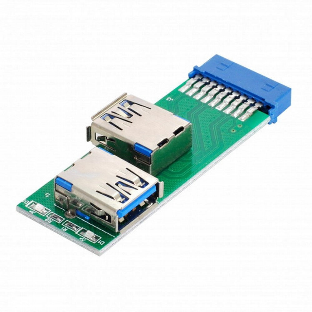 Chenyang Dual Side USB 3.0 A Type Female to Motherboard 20Pin 19 Pin Box Header Slot Adapter PCBA with LED U3-071