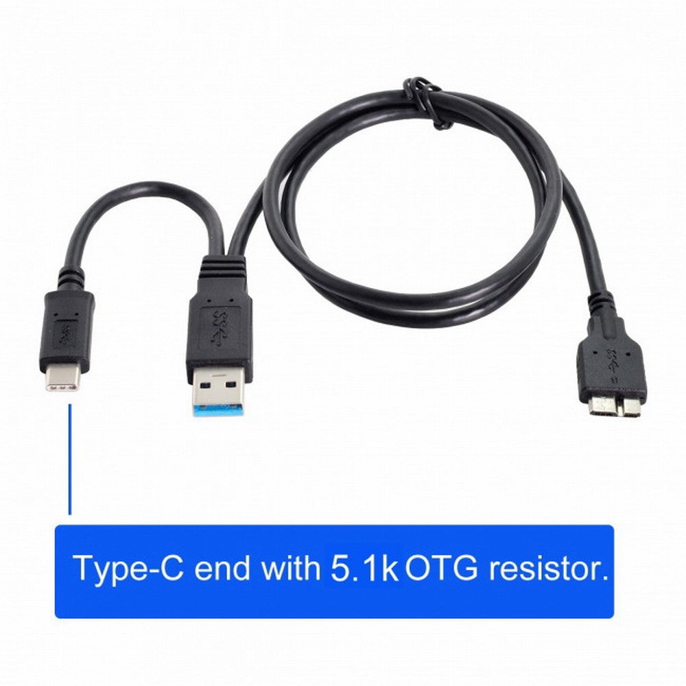 Chenyang Combo USB-C USB 3.1 Type-C USB3.0 Type-A Host to Micro USB 3.0 Target Data Cable for Disk UC-165