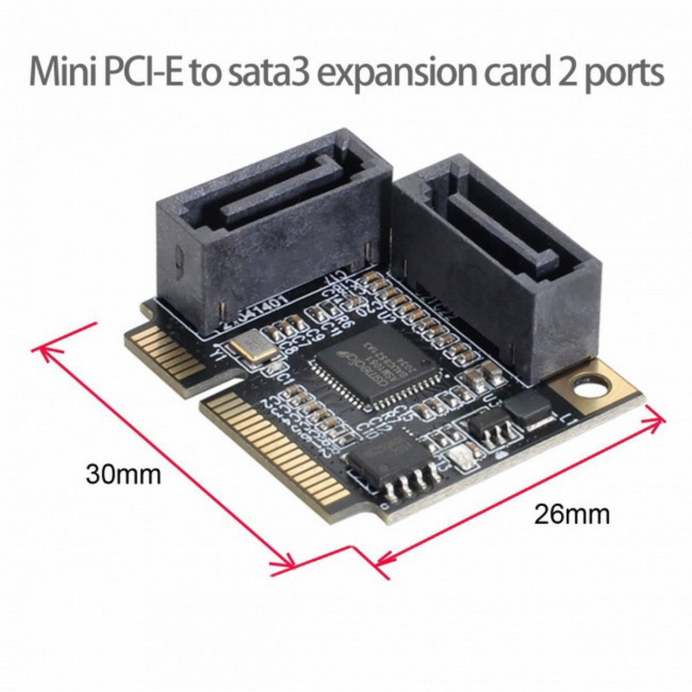 Chenyang Mini PCI-E PCI Express to SATA 3.0 Dual Ports Adapter Converter Hard Drive Extension Card SA-033-2P