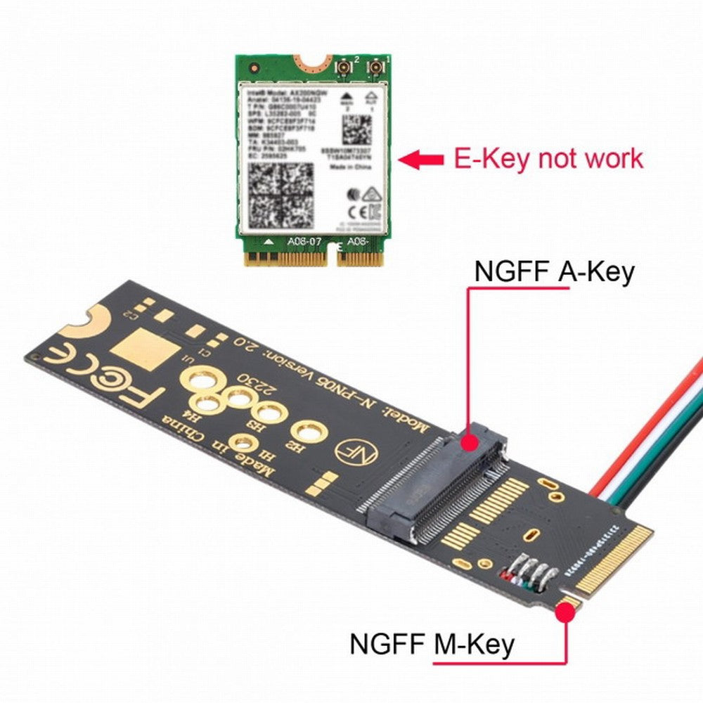 Chenyang Wireless NGFF A/E-Key WiFi Card to M.2 NGFF Key-M NVME SSD Adapter for AX200 Wifi 6 Bluetooth 5.1 EP-002