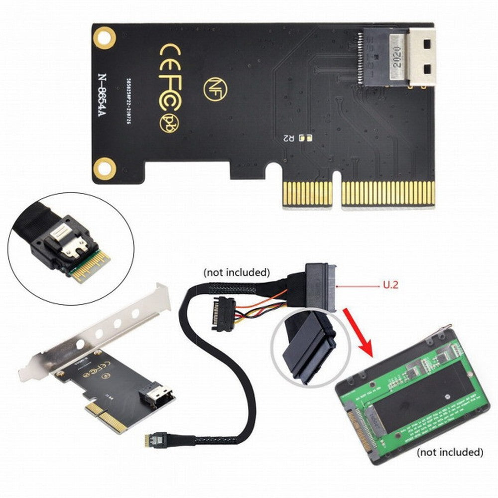 Chenyang PCI-E 4X to U.2 U2 Kit SFF-8639 to SFF-8654 Slimline SAS NVME PCIe SSD Adapter for Mainboard SF-025