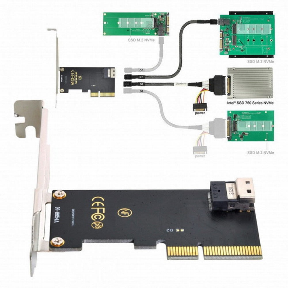 Chenyang PCI-E 4X to U.2 U2 Kit SFF-8639 to SFF-8654 Slimline SAS NVME PCIe SSD Adapter for Mainboard SF-025