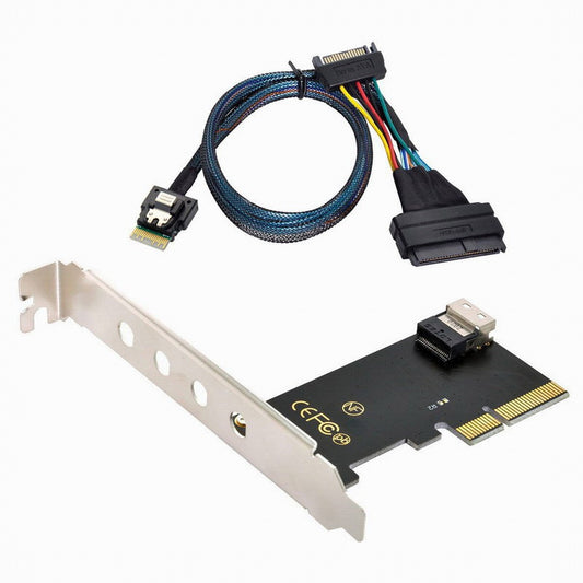 Chenyang PCI-E 3.0 4.0 to SFF-8654 Slimline SAS Card Adapter and U.2 U2 SFF-8639 NVME PCIe SSD Cable for Mainboard SSD SF-025+104