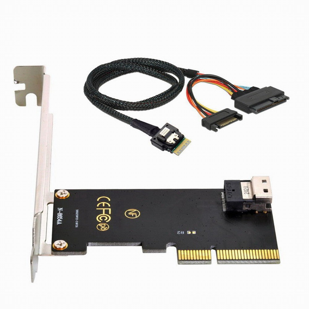 Chenyang PCI-E 3.0 4.0 to SFF-8654 Slimline SAS Card Adapter and U.2 U2 SFF-8639 NVME PCIe SSD Cable for Mainboard SSD SF-025+104