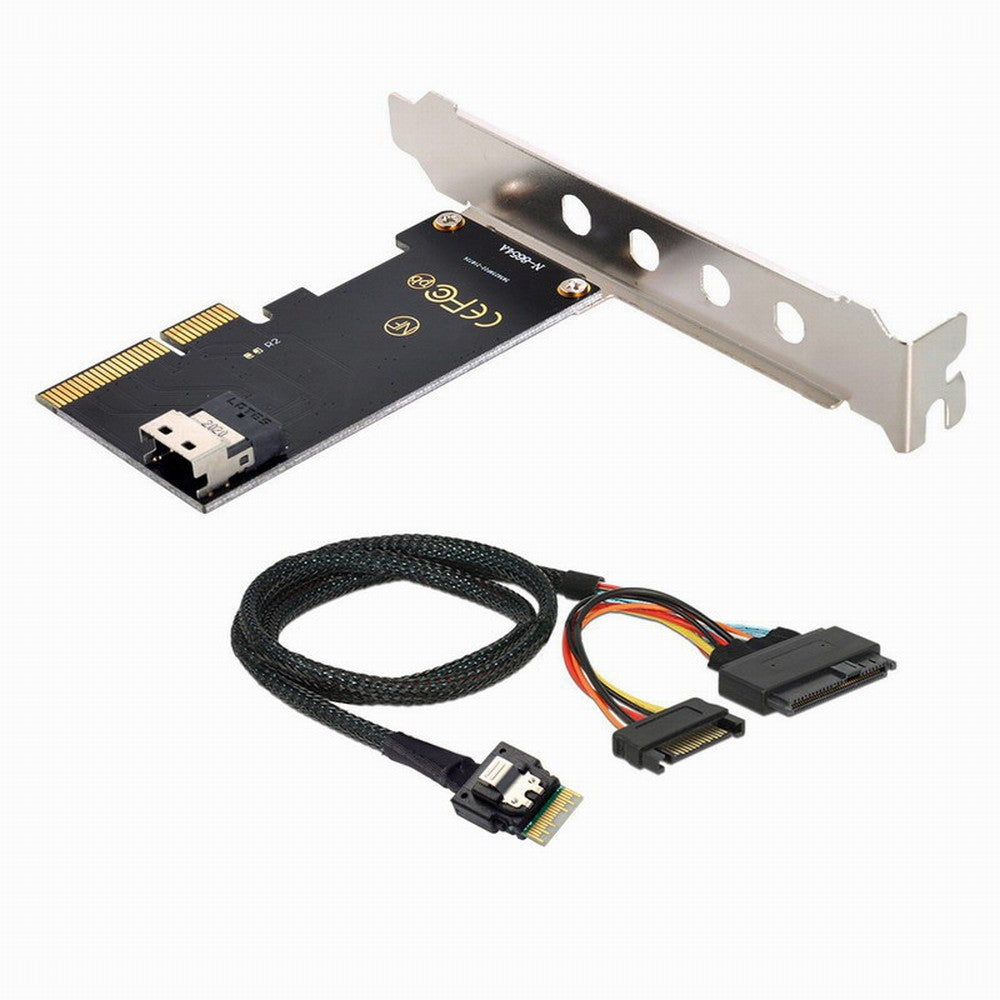 Chenyang PCI-E 3.0 4.0 to SFF-8654 Slimline SAS Card Adapter and U.2 U2 SFF-8639 NVME PCIe SSD Cable for Mainboard SSD SF-025+104