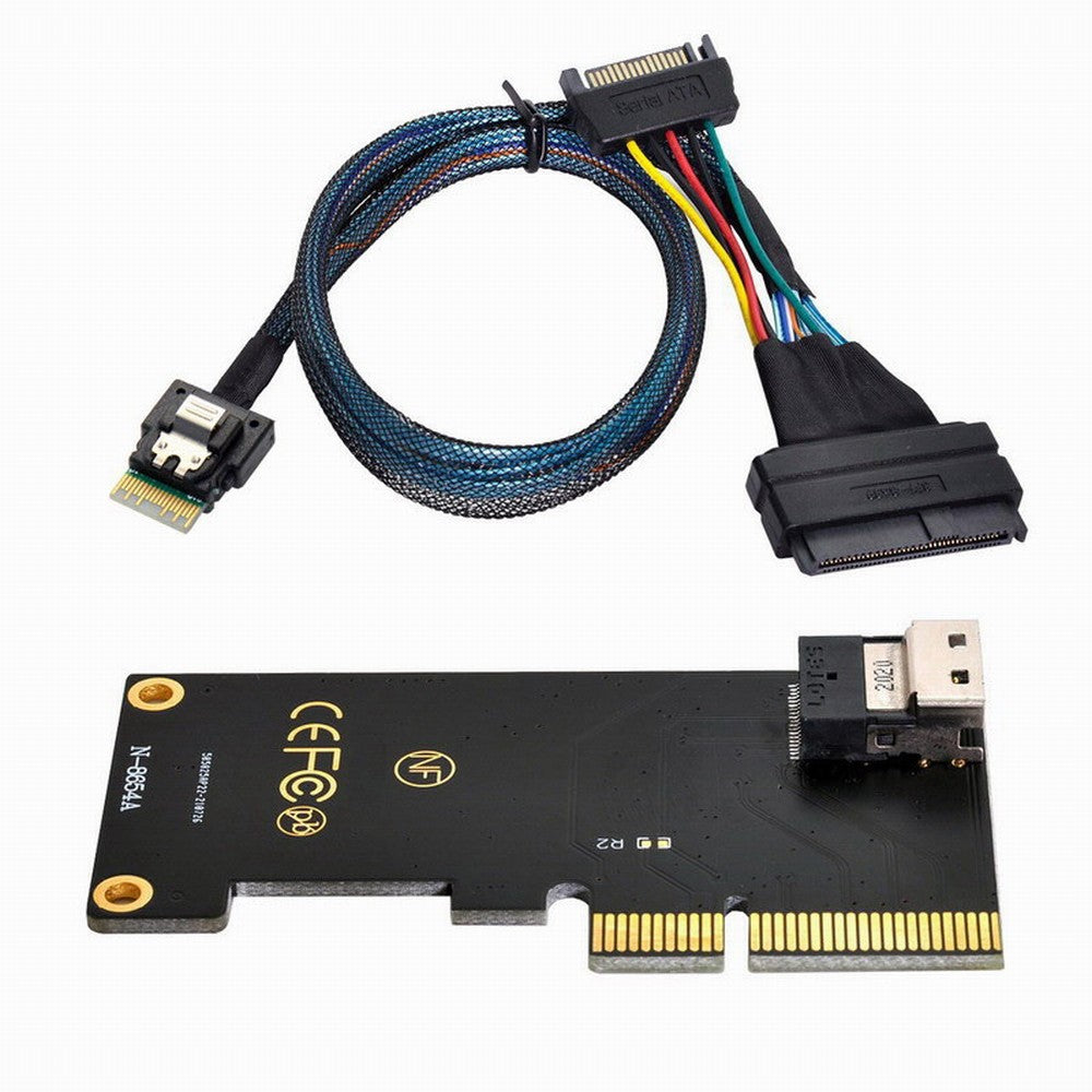 Chenyang PCI-E 3.0 4.0 to SFF-8654 Slimline SAS Card Adapter and U.2 U2 SFF-8639 NVME PCIe SSD Cable for Mainboard SSD SF-025+104