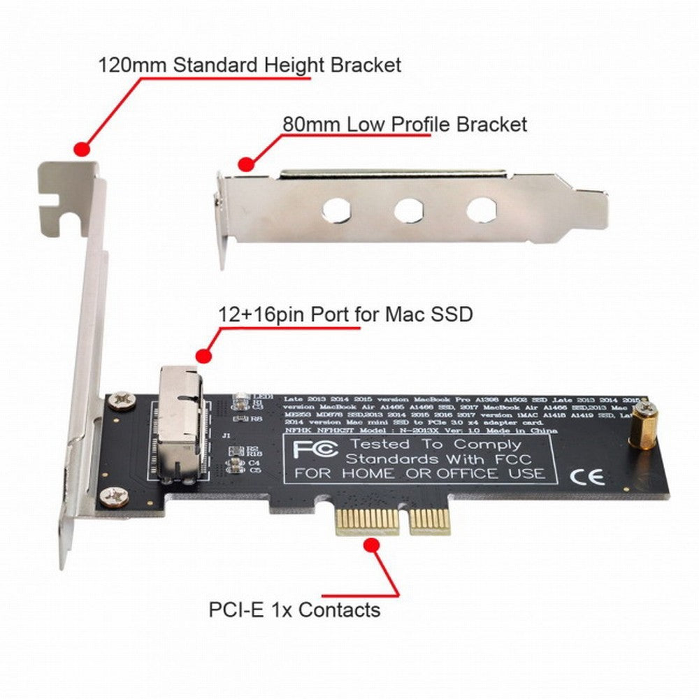 Chenyang PCI Express PCI-E 1X to 12+16Pin 2013-2017 Mac Pro Air SSD Convert Card for A1493 A1502 A1465 A1466 SA-143