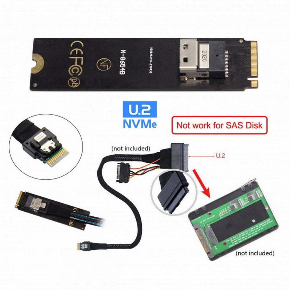 Chenyang NGFF M-Key NVME to U.2 U2 Kit SFF-8639 to SFF-8654 Slimline SAS PCIe SSD Adapter for Mainboard SF-013