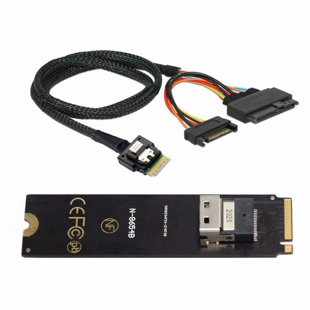 Chenyang NGFF M-Key NVME to SFF-8654 Slimline SAS Card Adapter and U.2 U2 SFF-8639 NVME PCIe SSD Cable for Mainboard SSD SF-013+104