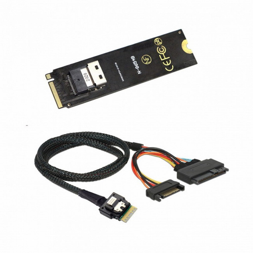 Chenyang NGFF M-Key NVME to SFF-8654 Slimline SAS Card Adapter and U.2 U2 SFF-8639 NVME PCIe SSD Cable for Mainboard SSD SF-013+104