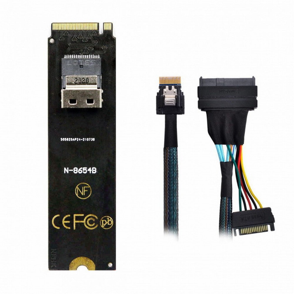 Chenyang NGFF M-Key NVME to SFF-8654 Slimline SAS Card Adapter and U.2 U2 SFF-8639 NVME PCIe SSD Cable for Mainboard SSD SF-013+104