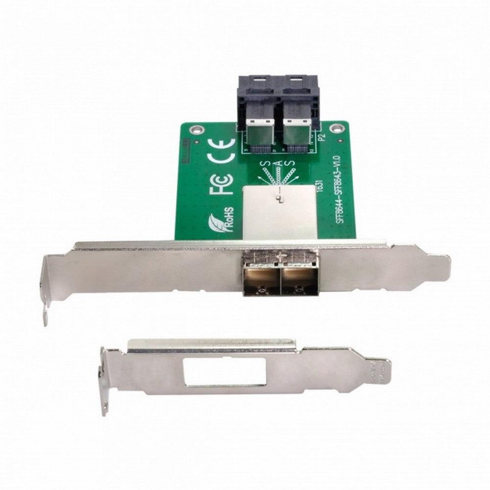 Chenyang Dual Ports Mini SAS HD SFF-8644 To Internal SAS HD SFF-8643 PCBA Female Adapter With Low Profile Bracket SF-021