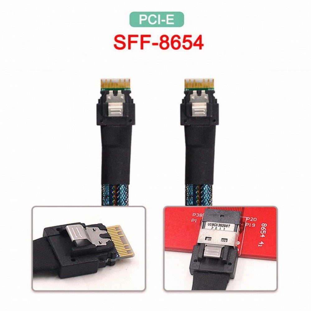 Chenyang PCI-E Slimline SAS 4.0 SFF-8654 4i 38pin Host to SFF-8654 Slim SAS Target Cable 50cm SF-100