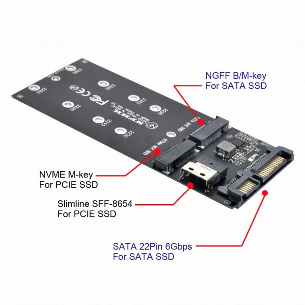 Chenyang SFF-8654 to U2 Kit NGFF M-Key to Slimline SAS NVME PCIe SSD SATA Adapter for Mainboard SF-016