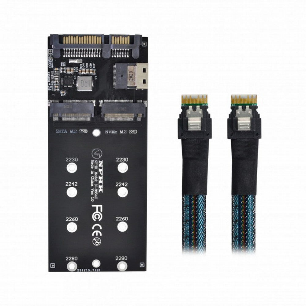 Chenyang SFF-8654 Cable Card U2 Kit NGFF M-Key to Slimline SAS NVME PCIe SSD SATA Adapter for Mainboard SF-016+100