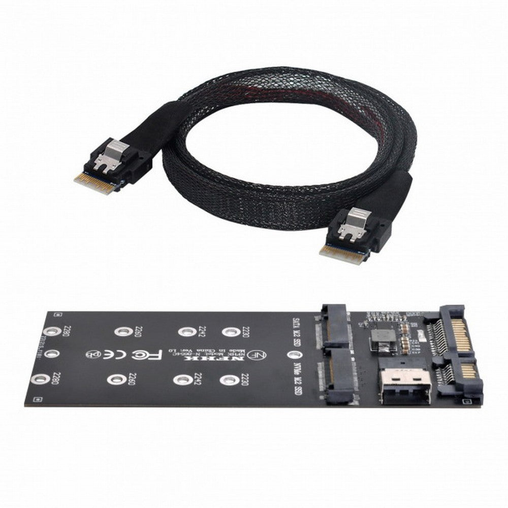 Chenyang SFF-8654 Cable Card U2 Kit NGFF M-Key to Slimline SAS NVME PCIe SSD SATA Adapter for Mainboard SF-016+100