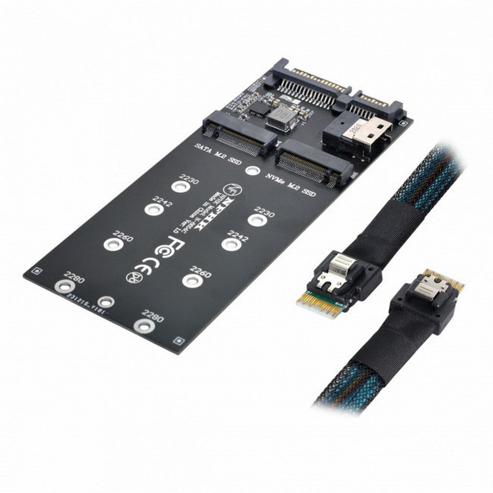 Chenyang SFF-8654 Cable Card U2 Kit NGFF M-Key to Slimline SAS NVME PCIe SSD SATA Adapter for Mainboard SF-016+100