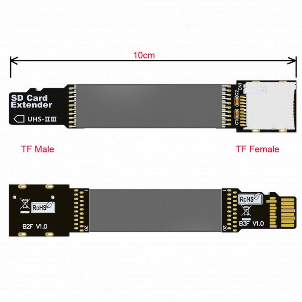 Chenyang TF Micro SD Male Extender to TF Card Female Extension Cable Adapter Flexible SD/SDHC/SDXC UHS-III UHS-3 EP-012-B33SF