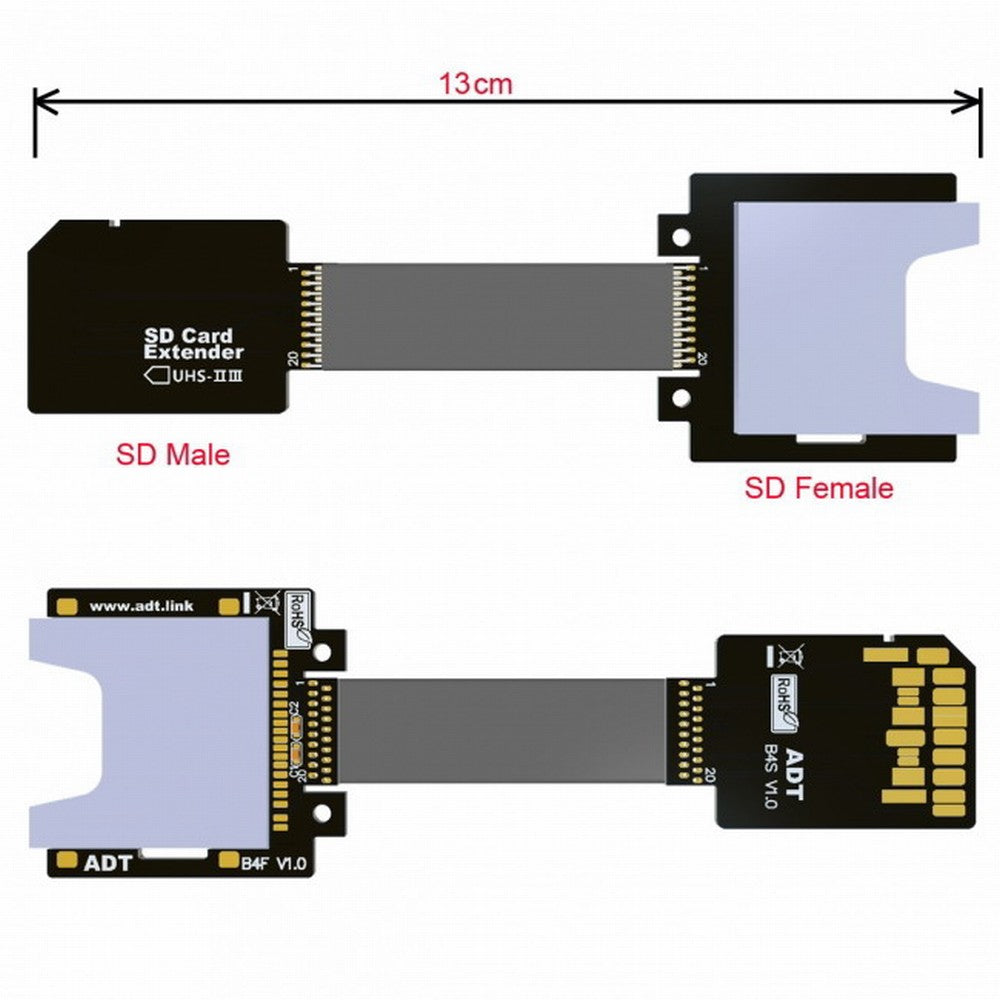 Chenyang SD Male Extender to SD Card Female Extension Cable Adapter Flexible SD/SDHC/SDXC UHS-III UHS-3 EP-012-B44SF